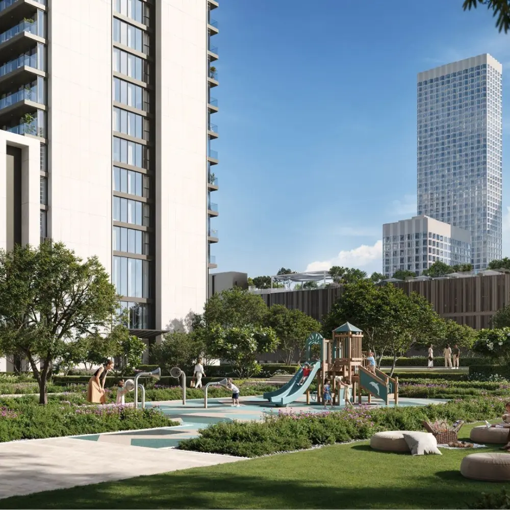 Dubai master community with lush gardens, family parks and luxury residential towers